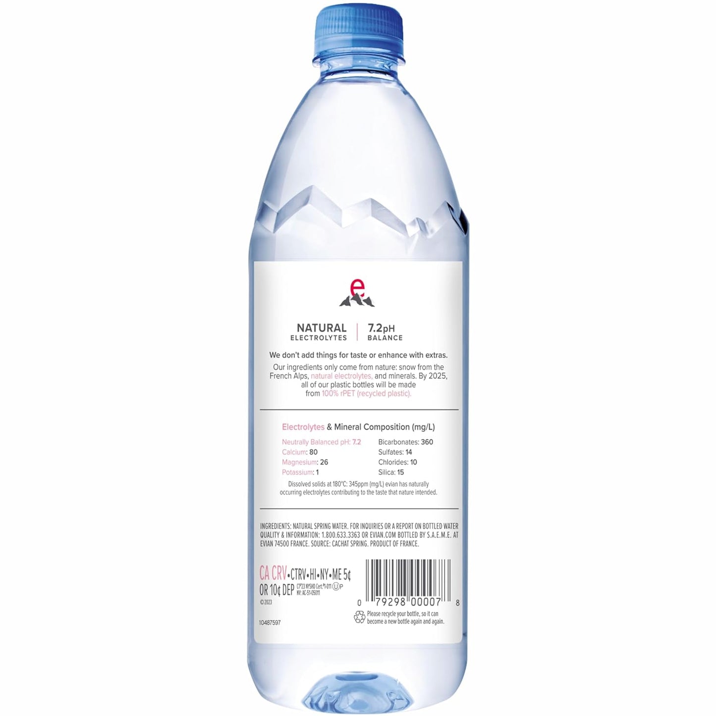 evian Natural Spring Water, PH Balanced with Natural Electrolytes, 33.8fl oz./1L Bottles (pack of 12)