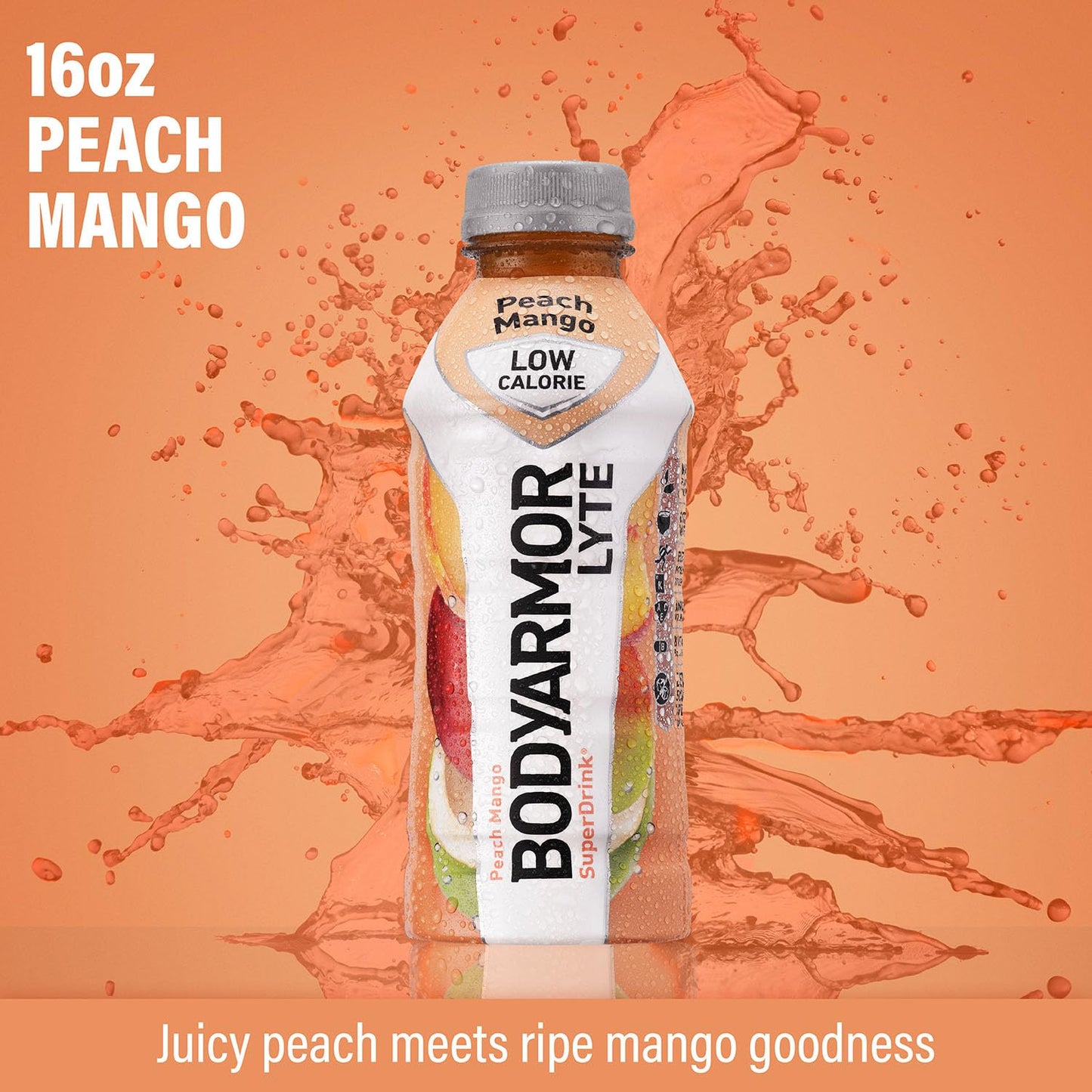 BODYARMOR LYTE Sports Drink Low-Calorie Sports Beverage, Peach Mango, Coconut Water Hydration, Natural Flavors With Vitamins, Potassium-Packed Electrolytes,...