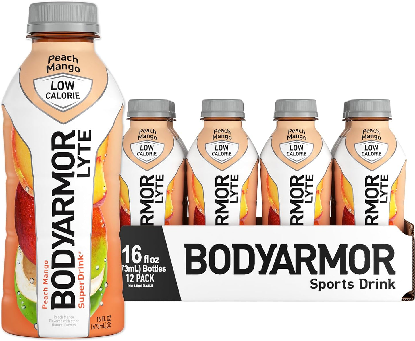 BODYARMOR LYTE Sports Drink Low-Calorie Sports Beverage, Peach Mango, Coconut Water Hydration, Natural Flavors With Vitamins, Potassium-Packed Electrolytes,...